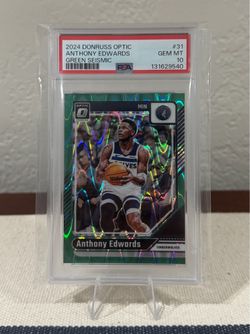 2024-25 Panini Donruss Optic Anthony Edwards #31 Green Seismic, graded PSA 10 GEM MT.