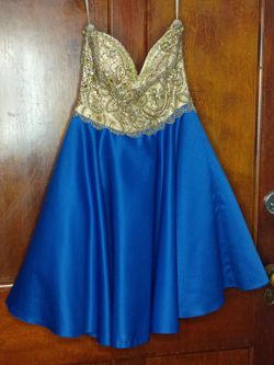 Anny Lee Royal Blue Beaded Bodice Formal Dress