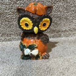 Autumn Fall Owl Bobble Head Pumpkin Collectible Figurine Decoration