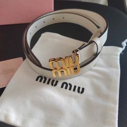 Miu Miu White Leather Belt With Logo