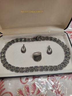 925 necklace earrings ring set