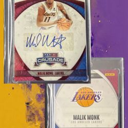 Malik Monk Panini Crusade Apprentice Autograph – Los Angeles Lakers