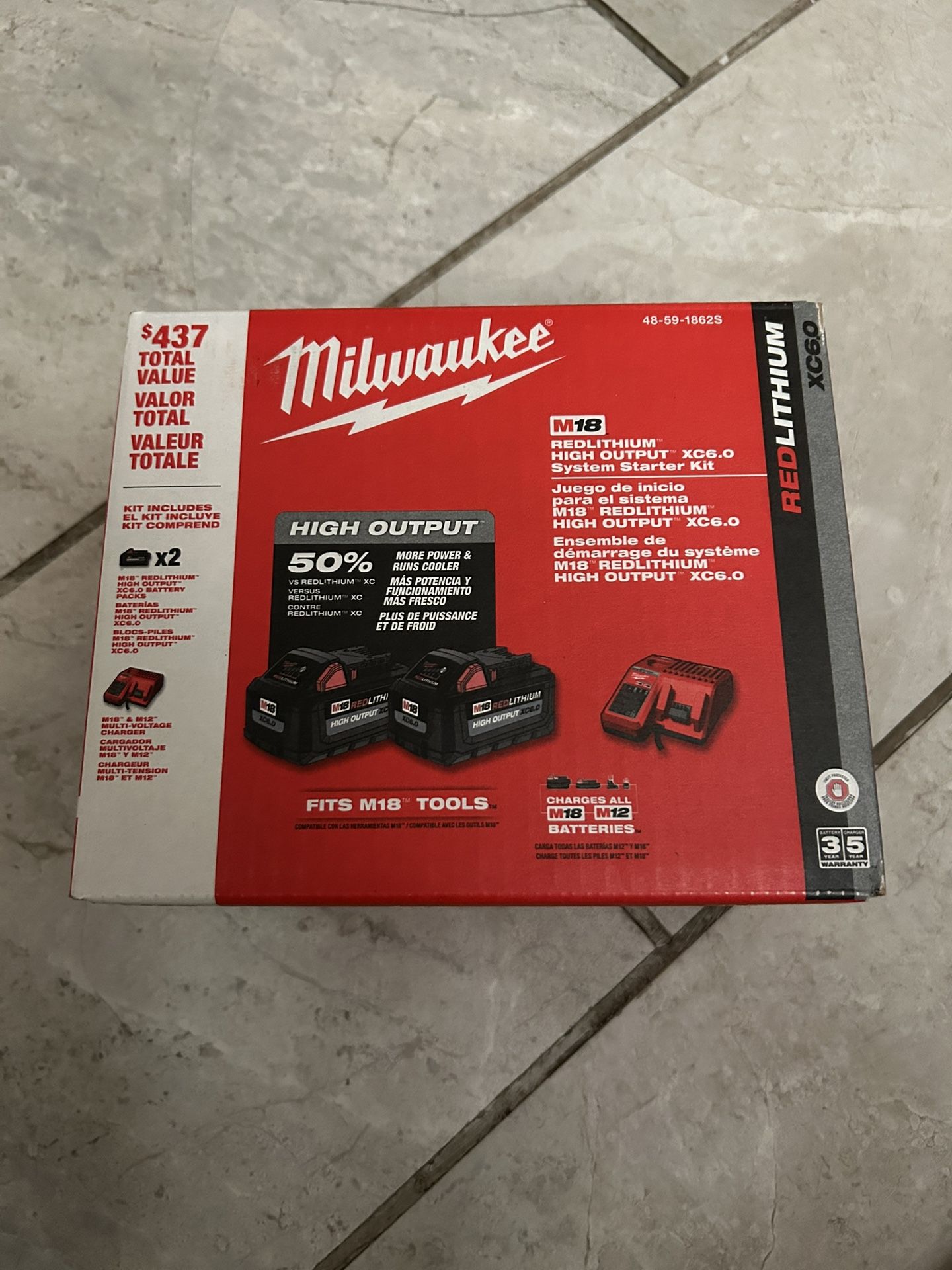 Milwaukee M18 High Output XC6.0 Batteries and Charger (48-59-1862S)
