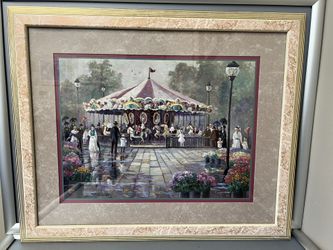 Carousel Paris by Bettie Hebert Felder Print Wall Décor  22.5 x 18.5