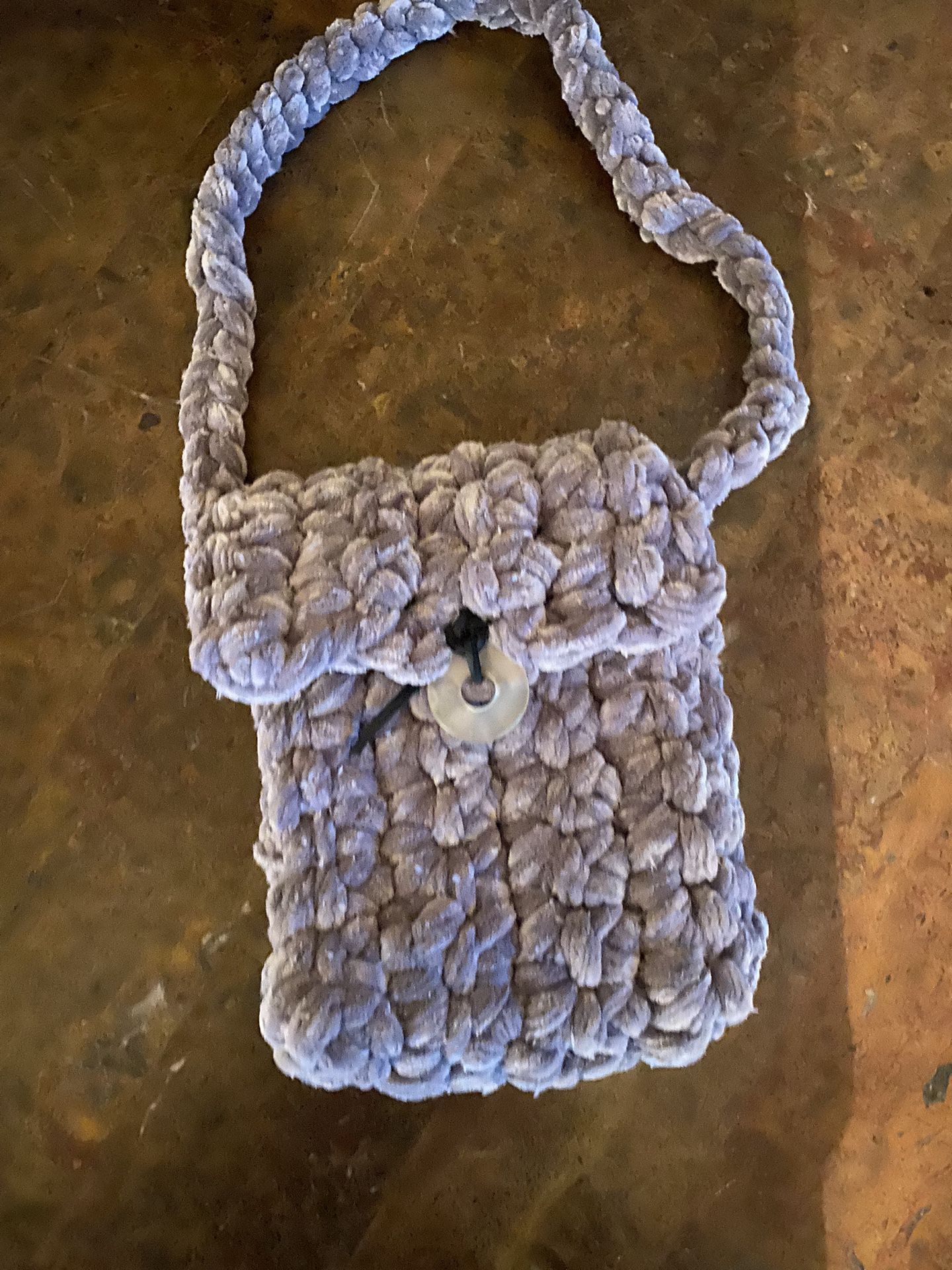 Crocheted Velveteen Shoulder Bag
