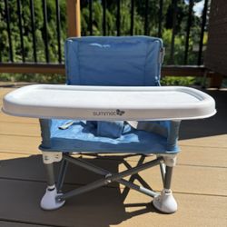 Summer by Bright Starts Pop 'N Sit Portable Booster Chair, Floor Seat, Indoor/Outdoor Use, Compact Fold