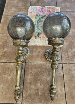 Mid Centry 8" Crackle Glass Sconces