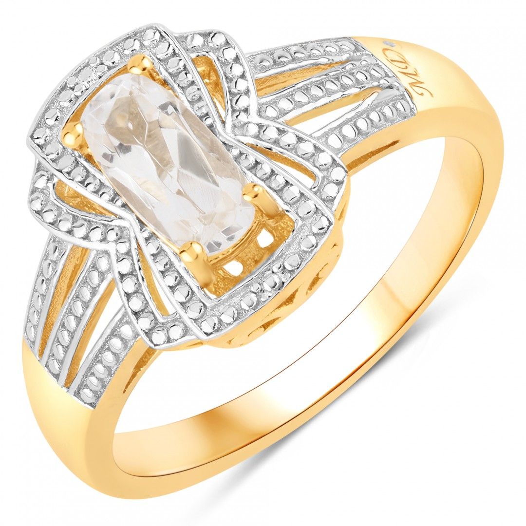 Ring Maker Setup 14K Yellow Gold Over Sterling Silver 2.15 CTW Quartz & Diamond Ring ...
