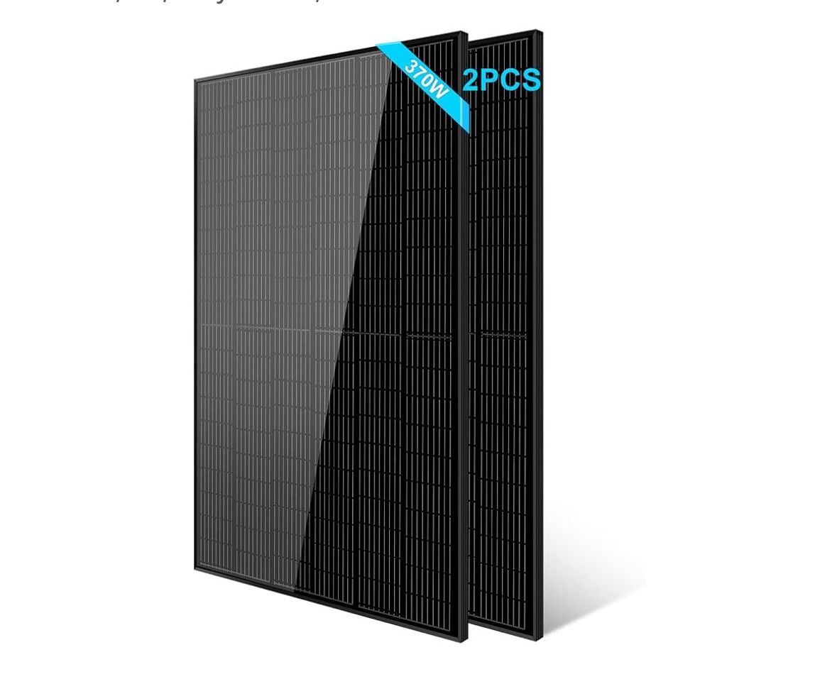 SUNGOLDPOWER 2pcs 370W Solar Panels Monocrystalline, Grade A Solar Cell, Waterproof IP68, High Efficiency Solar Panel On/Off Grid Supplies for Chargin