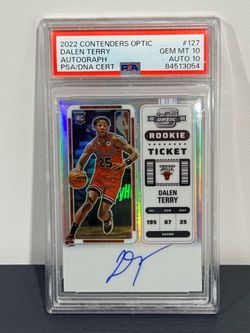 PSA 10 Auto 10, 2022 Contenders Optic Dalen Terry Rookie Ticket Auto Bulls RC