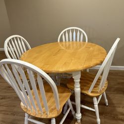 Solid Wood Dinner Table With Four Chairs 