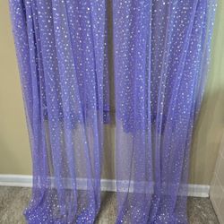 SPARKLY SEQUIN LAVENDER WINDOW SHEERS