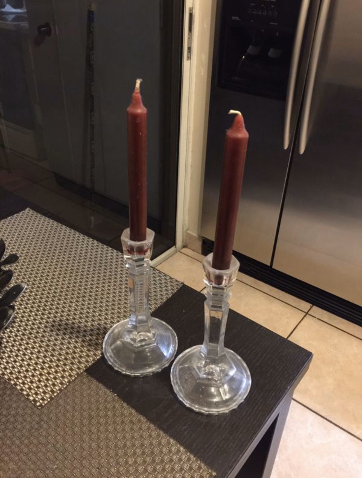 2 crystal candle holder