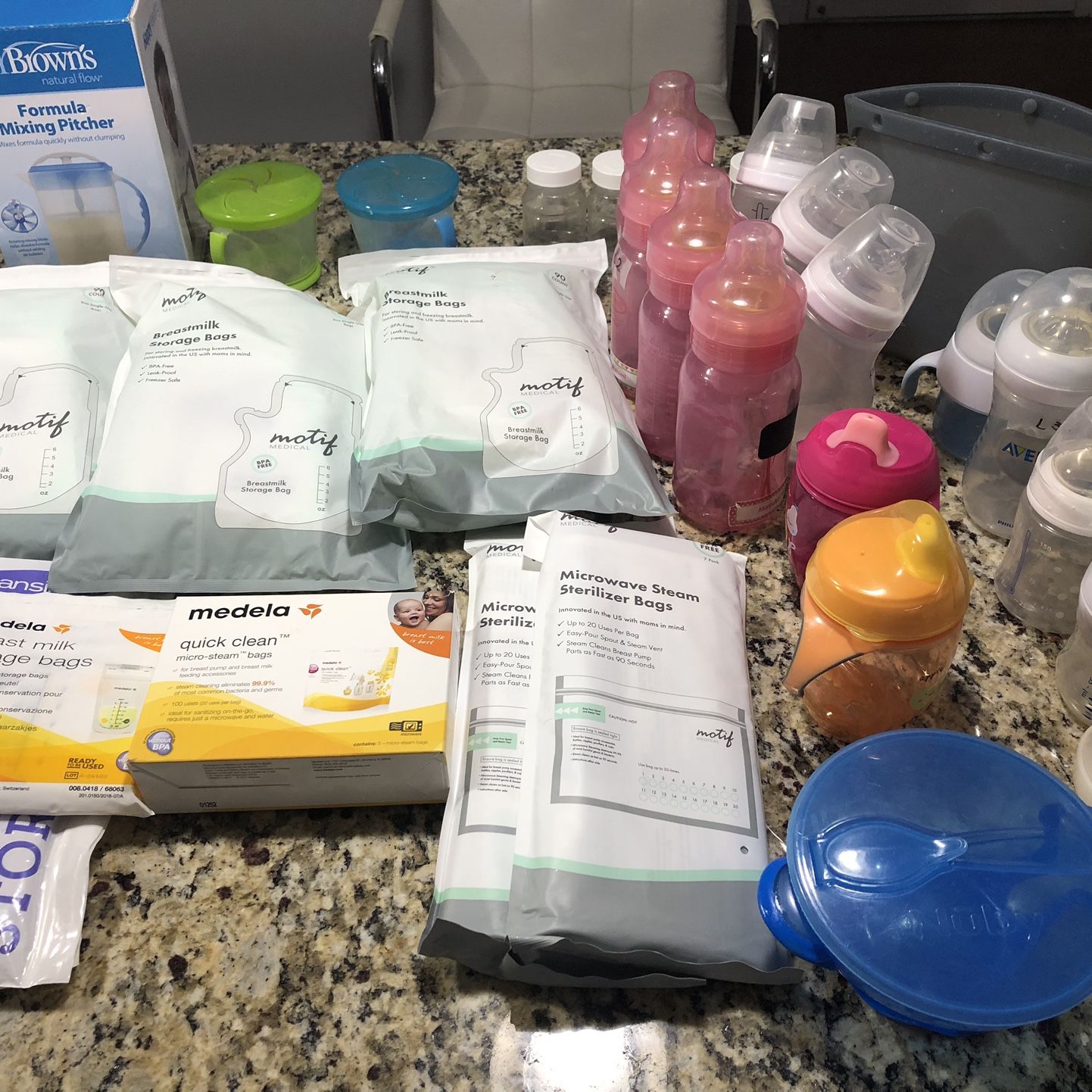 Breast milk storage bags microwave steam Sterilizer bags Formula Mixing  pitcher snacks cups. Bottles Avent Playtex MAM Dr. Browns for Sale in  Jersey City, NJ - OfferUp