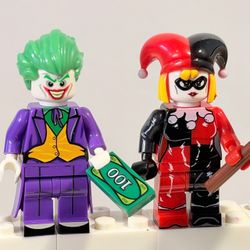 Joker Harley Quinn 2pc Batman Baddies DC Minifigure Set LEGO Compatible