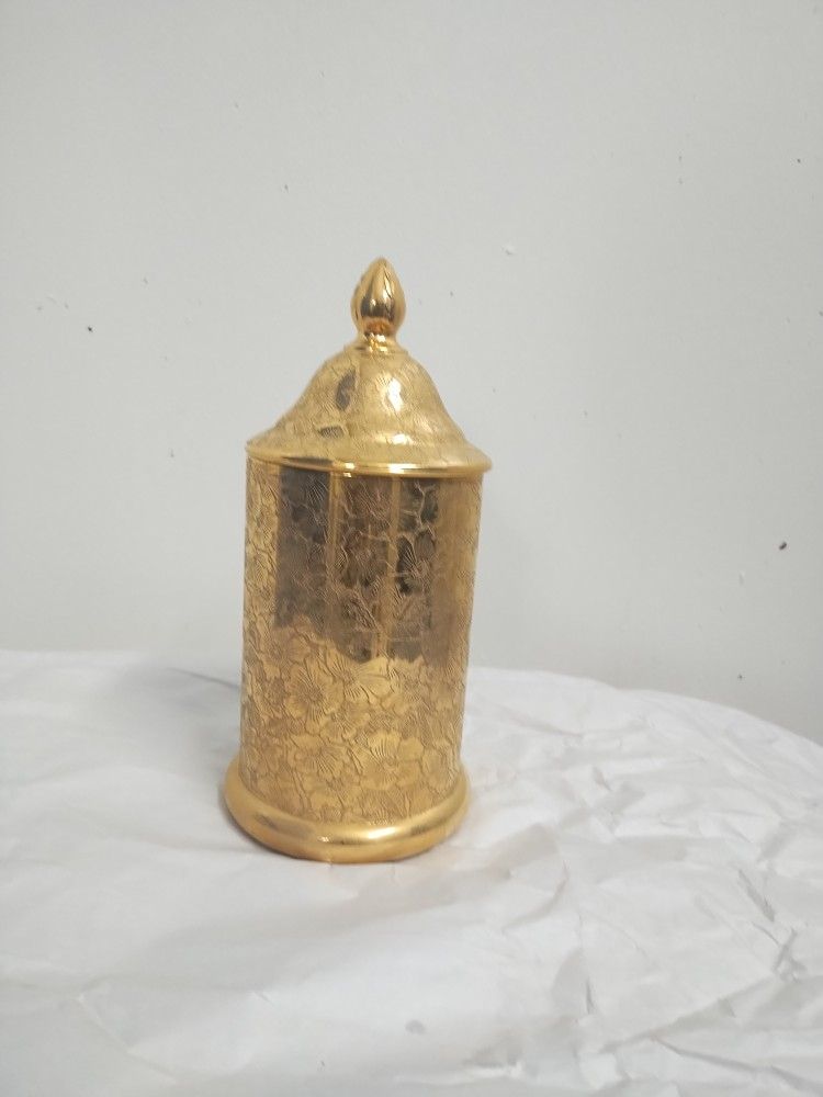 Vintage Ashtray Canister Rare Hand Engraved