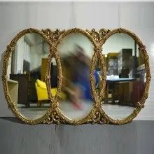 Large Heavy Oval Shaped Three Mirror Hanging Mirror $200