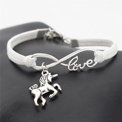 Girls White Unicorn Bracelet