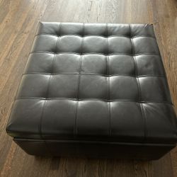 Large Faux Leather Ottoman 