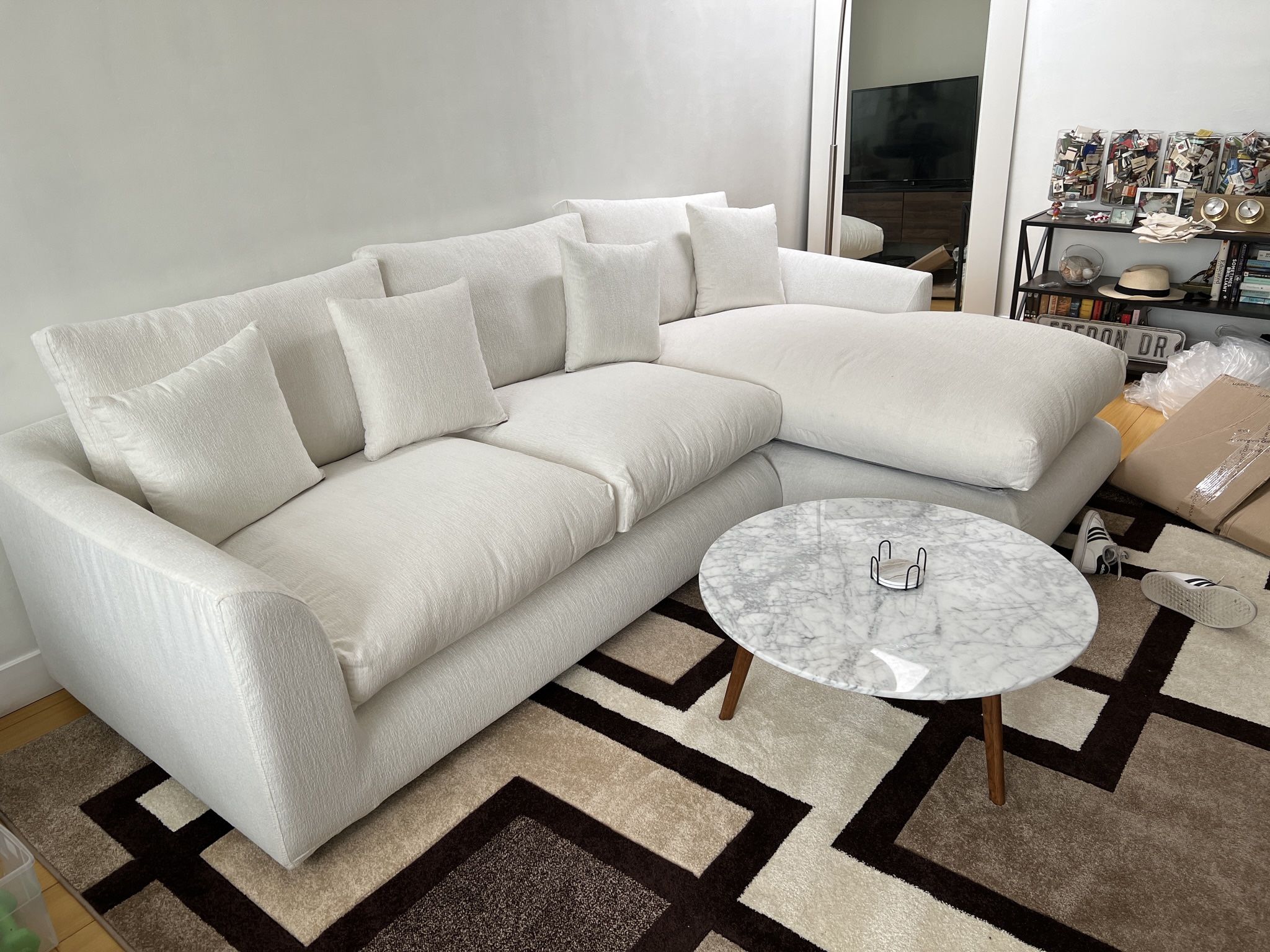 Valyou Furniture Feathers Sectional 110 inch / Beige / Facing Right 