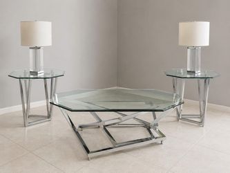 Modern Glass & Chrome 5-Piece Living Room Set