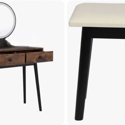 Vanity Or Desk.   W Mirror And Stool (blue)