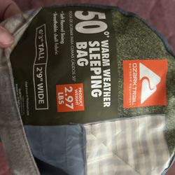 Ozark trail Warm Weather Sleeping Bag 50 Degree Weather Never Used