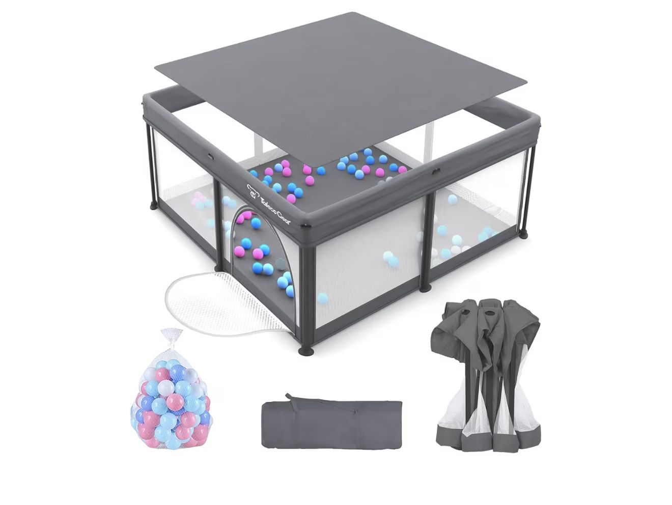 Taleco Gear Foldable Baby Play Pen with Mat, 50''x50'' Playpen for Babies and Toddlers, Playpen for Baby with Gate, Breathable,Foldable (jp15