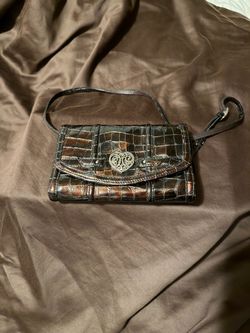 Brighton Brown Croc Leather Organizer Crossbody Bag