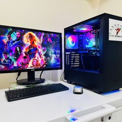 DELL Starter Gaming PC 4 Core I5 @ 3,2 GHz. GPU RADEON PRO WX 4100 4G. 128G SSD/1T HDD, 12G RAM. WIFI. USB 3. 450W PSU. 22” Monit/Keyb,Mouse. Win11P