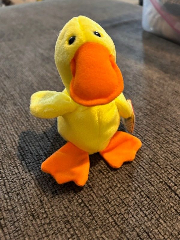 RARE Quackers The Duck Ty Beanie Baby Original 1993 Retired PVC pellets Vintage