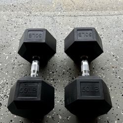 50lb Rubber Coated Dumbbells Pair