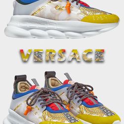 VERSACE Chain Reaction Yellow Red White Blue Sneakers Men Shoes
