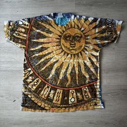 Liquid Blue Tie-Dye Sun Moon Celestial Graphic Men's XL T-Shirt
