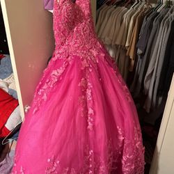 A Bright Pink Quinceanera Dress
