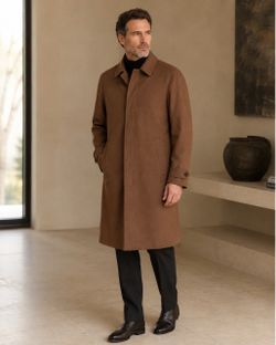 Vintage 1990s Pierre Cardin Pure Cashmere Balmacaan Coat Camel SIZE 42 LARGE