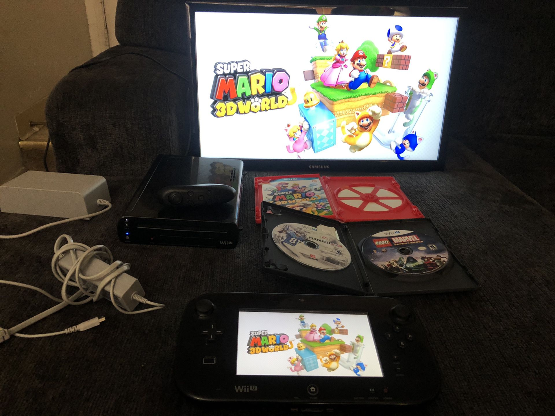 Wii U with Mario and 2 Controllers