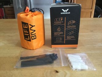 Wiregear Life Bivy Emergency Blanket With Paracord Draw String, Fire Tenders,fire Starter And Whistle On Draw String.