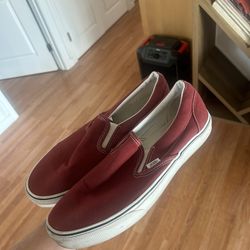 Maroon Burnt Red Slip On Vans