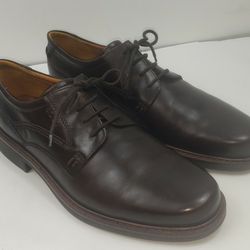 Ecco Mens Brown Leather Oxfords Lace up Plain Toe Dress  or Casual Shoes Size 46