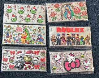 Cups Wrap Christmas Snoopy, Virgen, Stitch, Grinch Hello Kitty 