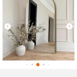 32 in. W x 71 in. H Oversized Modern Arch Wood Full Length Mirror Gold Wall Mounted/Standing Mirror Floor Mirror