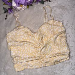 NWT Abercrombie & Fitch Yellow Ruched Crop Top