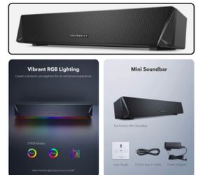 TaoTronics TT-SK027 PC Sound Bar Gaming Computer Speaker - Black