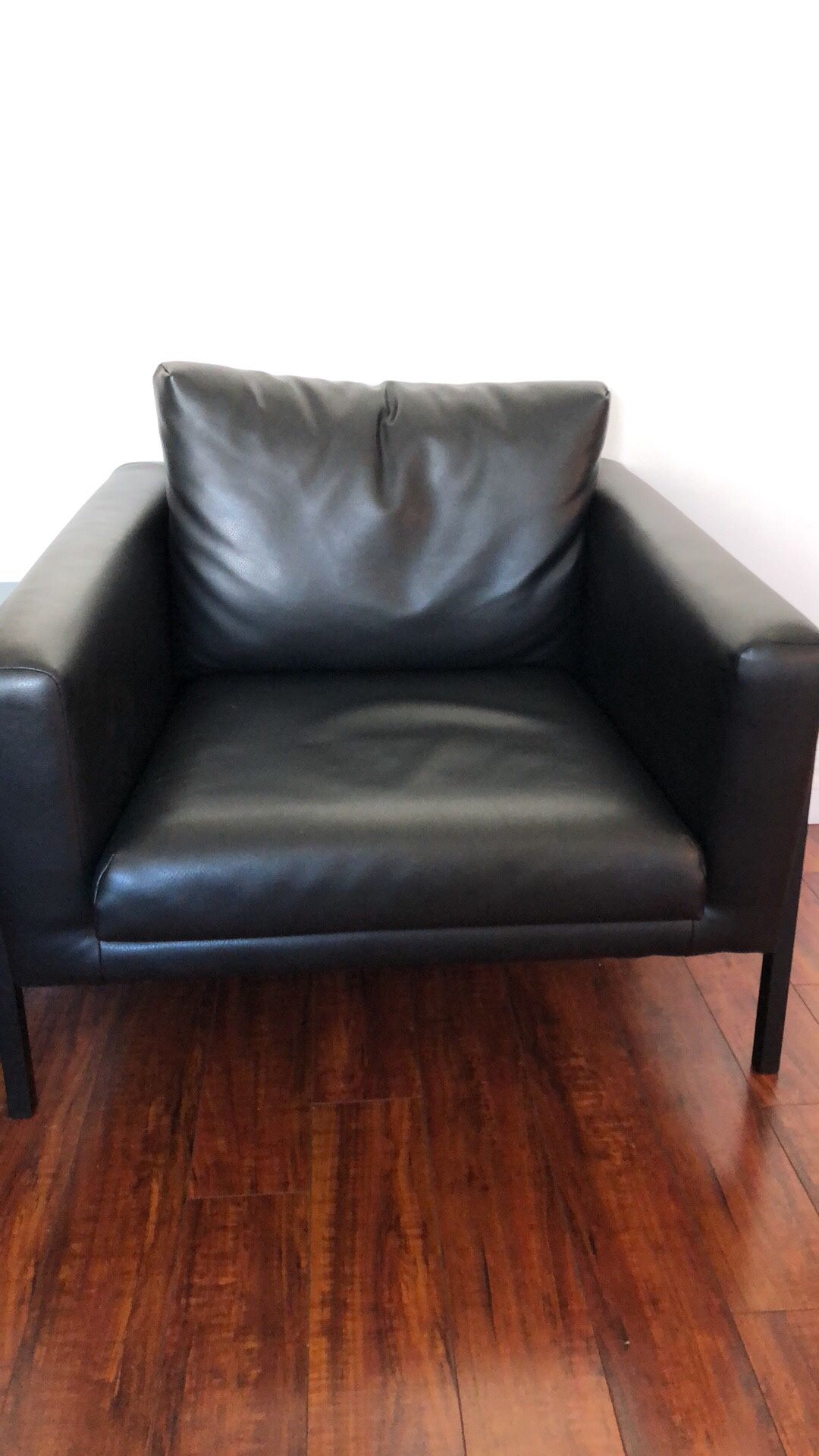 (2) Ikea Koarp Black Leather Armchair