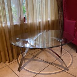 Chrome Glass Coffee Table 37" width but 18" height