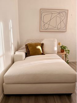 Pottery Barn Big Sur Oversized Chaise Lounge | White Performance Slub Cotton | Made in USA