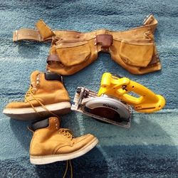 DeWalt Saw+Boots Sz 10+Belt