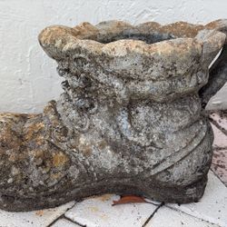 Concrete Cement Garden Boot Planter.  Workboot Workshoe. Construction Boot. 