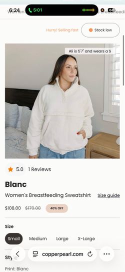 Copper Pearl Blanc Women's Breastfeeding Sweatshirt
